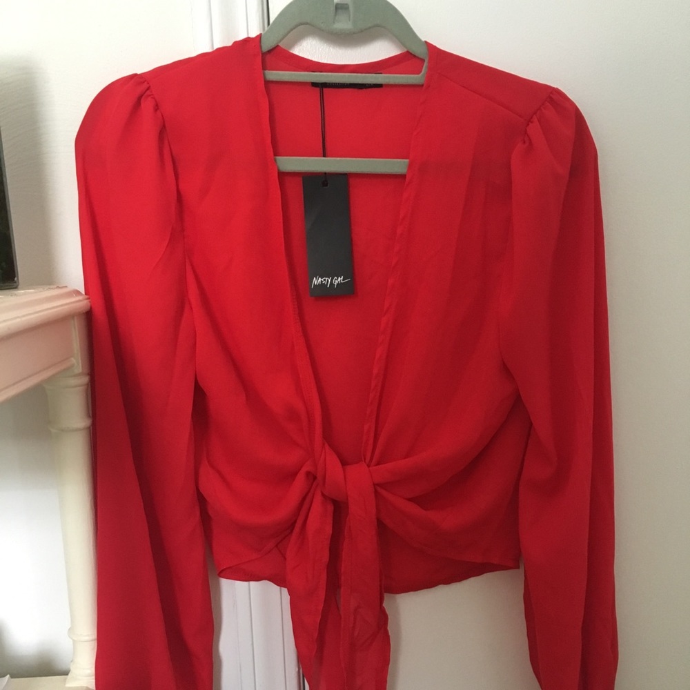 Nasty Gal tie front top